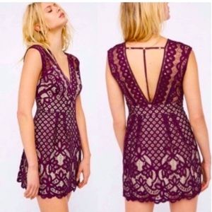Free People One Million Lovers Lace Mini Dress